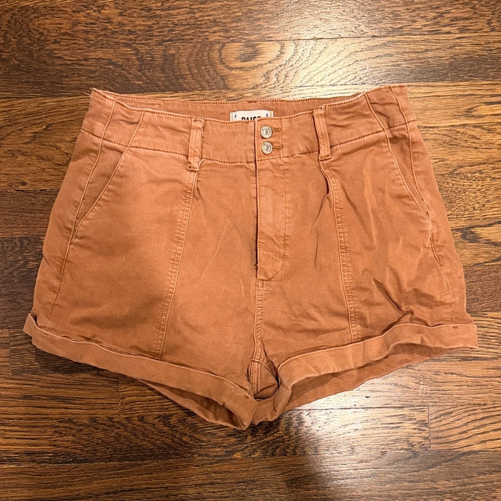PAIGE High-Waisted Tan Shorts